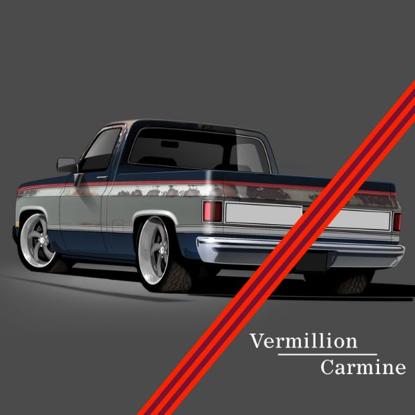 Picture of 1981-91 GM Full-Size Truck 2-Tone Paint Break Stripe Kit, Vermillion/Dk Carmine