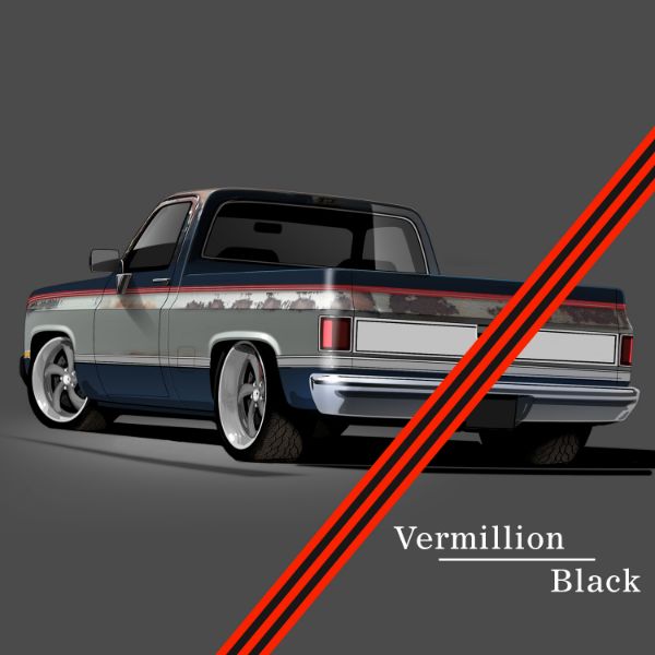 Picture of 1981-1991 GM Full-Size Truck 2-Tone Paint Break Stripe Kit, Vermillion/Black