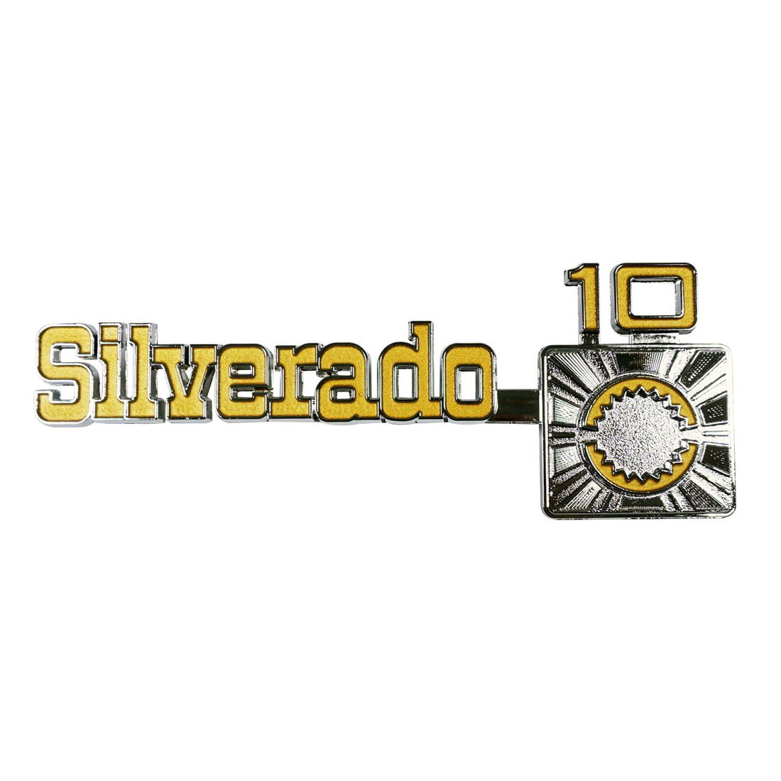 OER Front Fender 'Silverado 10' Emblem Set For 1975-1980 Chevy Pickup Trucks - Diecast, Set Of 2