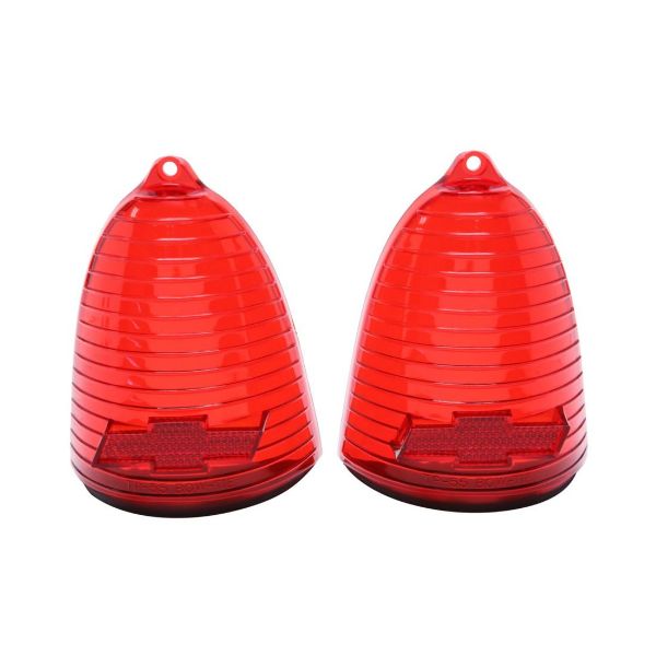Picture of 1955 Full-Size Chevrolet Red Tail Light Lens with Bowtie, Sold as a Pair