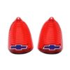 Picture of 1955 Full-Size Chevrolet Red Tail Light Lens with Blue Bowtie Chrome Trim Pair
