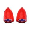 Picture of 1955 Full-Size Chevrolet Red Tail Light Lens with Blue Bowtie Chrome Trim Pair