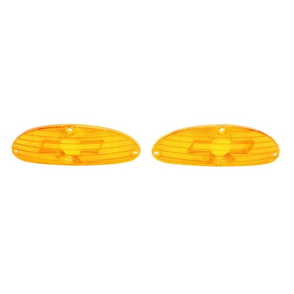 Picture of 1955 Full-Size Chevrolet Amber Parking Light Lens with Bowtie, Sold as a Pair