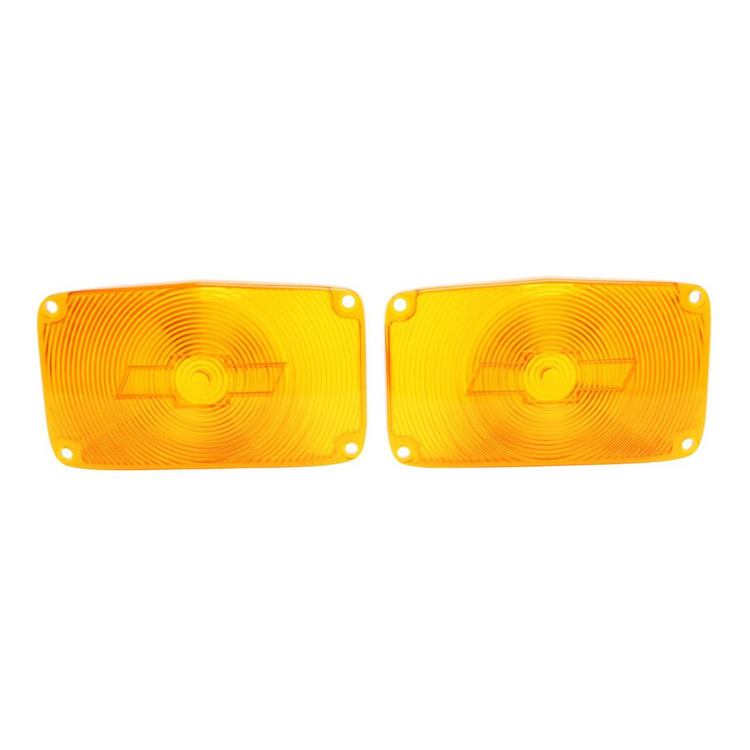 Pair Of Amber Park Light Lenses For 1956 Chevrolet Impala Bel Air – Vintage Plastic, Front 2 thumbnail image