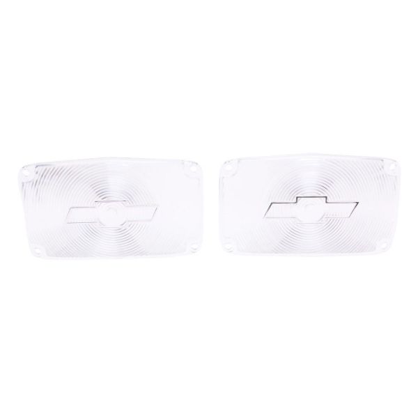 Picture of 1956 Full-Size Chevrolet Clear Parking Light Lens with Chrome Bowtie Pair