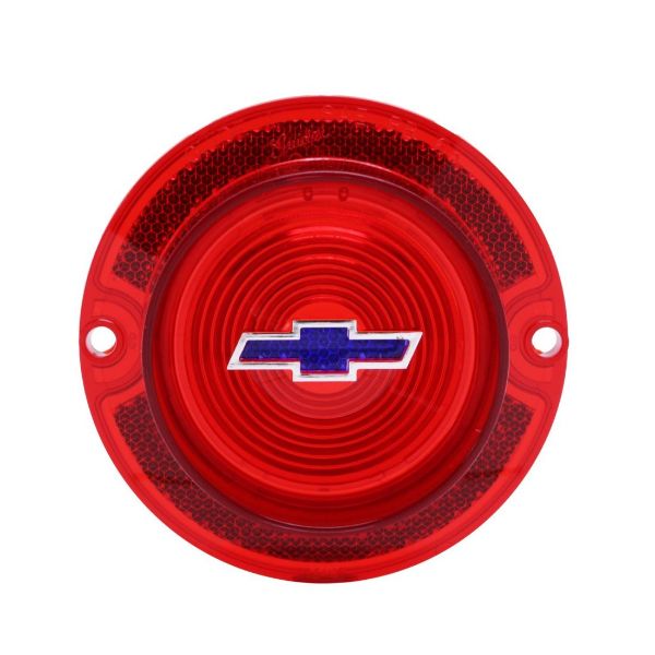 Picture of 1963 Full-Size Chevrolet Red Tail Light Lens with Blue Bowtie, Sold as Each