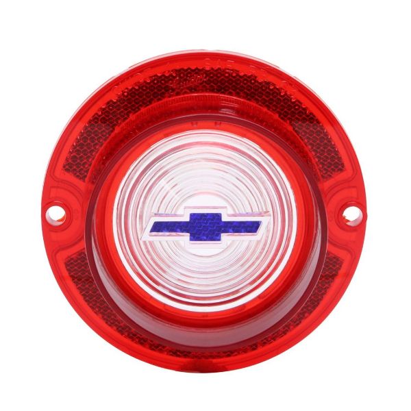Picture of 1963 Full-Size Chevrolet Red Back Up Light Lens with Blue Bowtie, Sold as Each