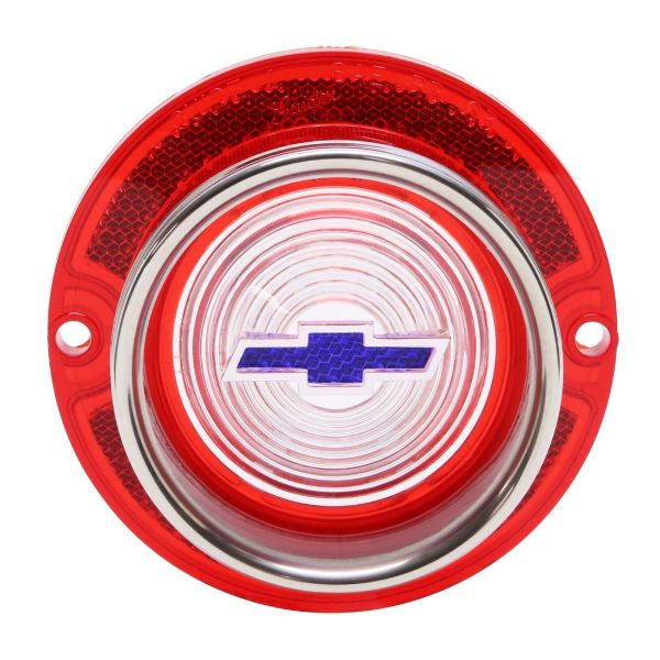 Picture of 1963 Full-Size Chevrolet Red Back Up Light Lens with Blue Bowtie, Includes Trim, Each