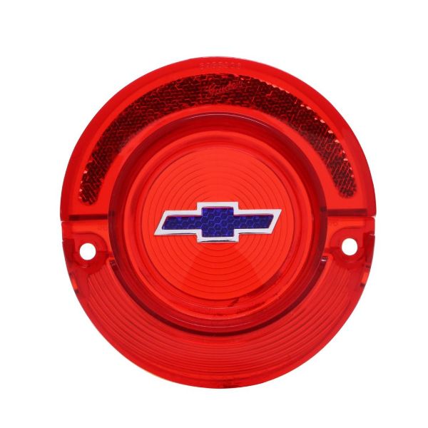Picture of 1964 Full-Size Chevrolet Red Tail Light Lens with Blue Bowtie, Sold as Each