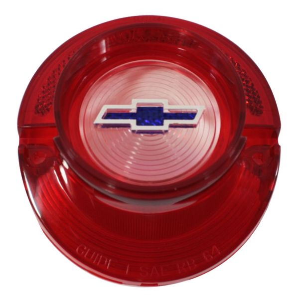 Picture of 1964 Full-Size Chevrolet Red Back Up Light Lens with Blue Bowtie, Sold as Each