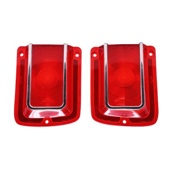 Picture of 1965 Chevelle Red Tail Light Lens with Chrome Trim, Sold as a Pair