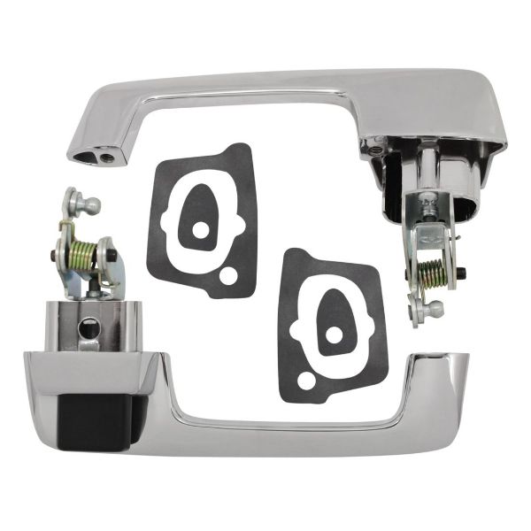 Picture of 1966-1967 MOPAR B-Body Door Handles with Black Buttons. Sold as a Pair