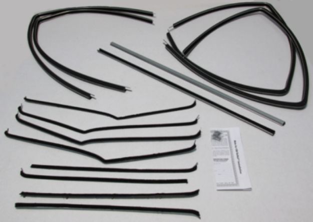 Picture of 1955-57 Chevy Deluxe 4 Door Sedan (Except Bel Air) Authentic Window Felts Whiskers Kit (14pcs)