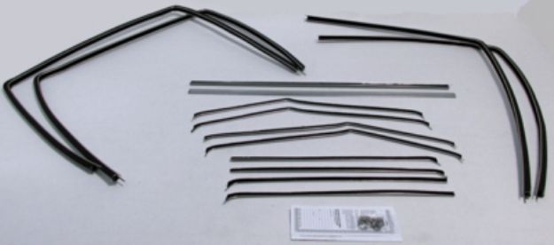 Picture of 1955-57 Chevy Deluxe 4 Door Sedan Bel Air Authentic Window Felts Whiskers Kit, Upper, & Lower Channels (14pcs)