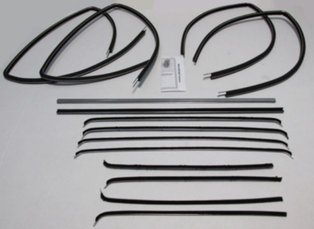 Picture of 1955-57 Chevy 4 Door Station Wagon Authentic Window Felts Whiskers Kit with Upper & Lower Channels (14pcs)