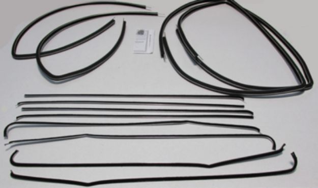 Picture of 1955-57 Chevy Bel Air Deluxe 2 Door Sedan Vent Delete Authentic Window Felts Whiskers Kit, Upper & Lower Channels (14pcs)