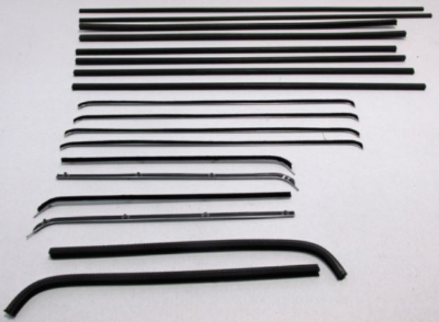 Picture of 1959-60 Travelall A & B Series Authentic Window Felts Whiskers Kit, Division Bars & Upper Channels (18pcs)