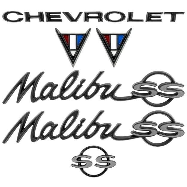 Picture of 1964-67 Chevrolet Chevelle/Malibu Emblem Kit Black & Gray. Sold as a Set