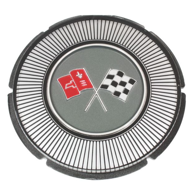 Picture of 1966 Gas Lid Emblem, White Upper Left Corner, Sold as Each