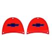 Picture of 1957 Full-Size Chevrolet Red Tail Light Lens with Blue Bowtie Chrome Trim Pair