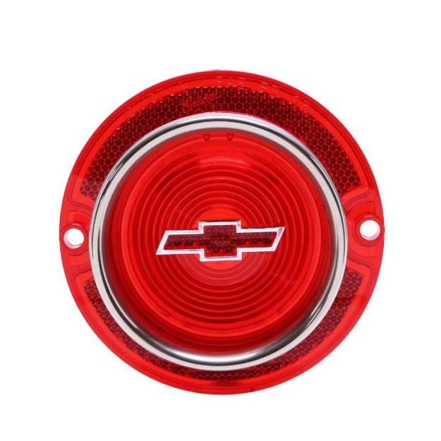 Picture of 1963 Full-Size Chevrolet Red Tail Light Lens with Red Bowtie Includes Trim, Each