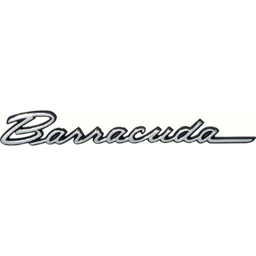 Show details for 1968 Plymouth Barracuda Script Fender Emblem - Chrome with Black Trim, Premium Restoration Badge Picture of 1968 Plymouth Barracuda Script Fender Emblem - Chrome with Black Trim, Premium Restoration Badge
