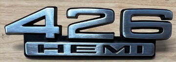 Show details for 1966-1967 Mopar Reproduction 426 HEMI Fender Emblem - Authentic OEM-Style Badge Picture of 1966-1967 Mopar Reproduction 426 HEMI Fender Emblem - Authentic OEM-Style Badge