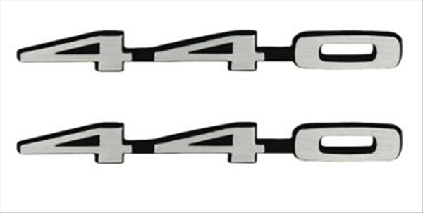 Picture of 1969 GTX, 1969-1970 Coronet R/T & Super Bee 440 Hood Nameplates - Pair for Ramcharger Hood & 1970 Sport Fury (Brushed Finish)