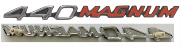Picture of 1970-1971 Dodge Challenger 440 MAGNUM Hood Emblem - For Dual Scoop Rallye Hood, Includes Mounting Hardware