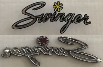 Show details for 1970-1975 Dodge Swinger Fender, Quarter Panel & Trunk Emblem - 3-Stud Mount for Classic Restoration Picture of 1970-1975 Dodge Swinger Fender, Quarter Panel & Trunk Emblem - 3-Stud Mount for Classic Restoration