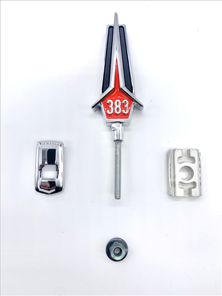 Picture of 1967 Plymouth Fury 383 Hood Ornament - Red Finish, High-Quality Reproduction