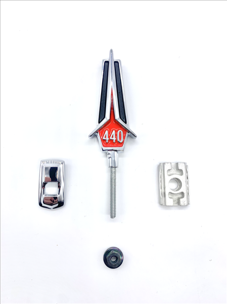 Picture of 1967 Plymouth Fury 440 Hood Ornament - Red Finish, High-Quality Classic Reproduction