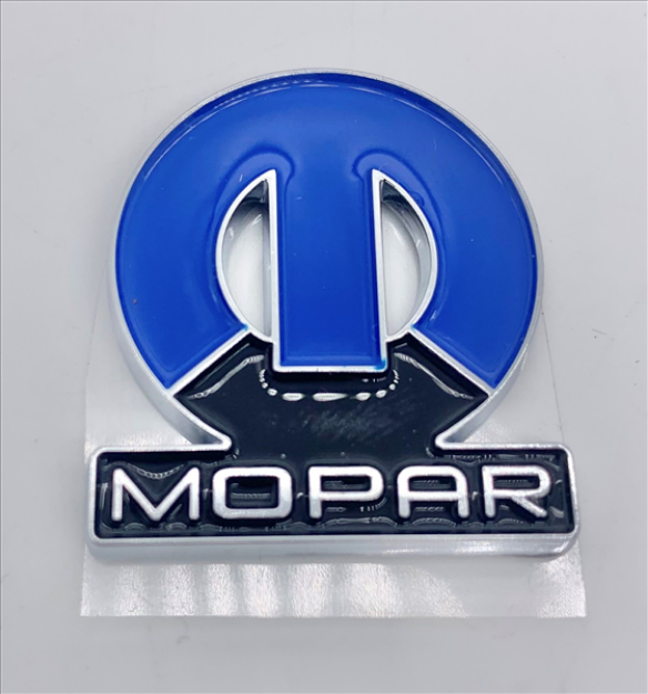 Picture of Mopar "M" Emblem - Blue, Adhesive Backed - High-Quality Reproduction Badge
