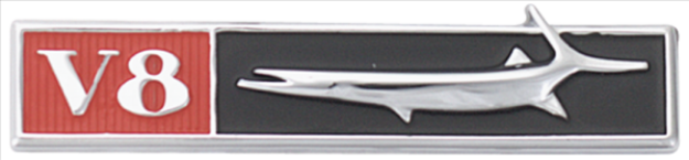 Picture of 1968 Plymouth Barracuda LH Driver’s Side Fish & V8 Fender Emblem - OEM-Style Badge