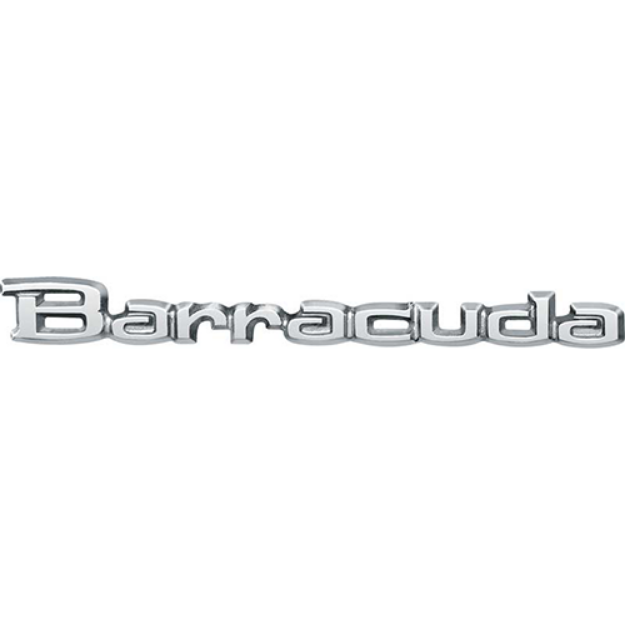 Picture of 1968 Plymouth Barracuda Trunk Lid Emblem - Chrome with Black Edges, 3-Pin Mount, Made in USA