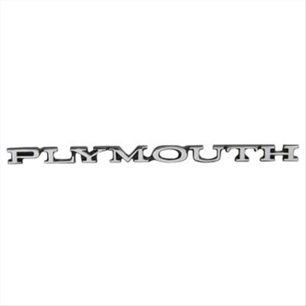 Picture of 1973-1974 Plymouth B-Body Header Panel Emblem - 5.5" Long, Adhesive Backed OEM-Style Replacement