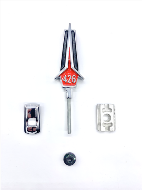 Picture of 1967 Plymouth Fury 426 Hood Ornament - Red Finish, Authentic OEM-Style Reproduction