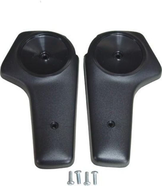 Picture of 1972-74 E-Body & some 1971 Mopar UP A & B-Body Bucket Seat Hinge Covers - Pair Black