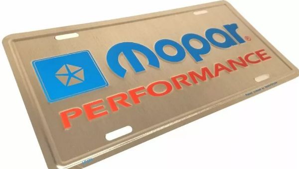 Picture of Mopar Performance License Plate Retro Style Brushed Silver