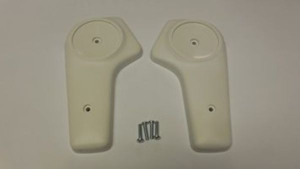 Picture of 1972-1974 Mopar E-Body Bucket Seat Hinge Covers White by Vans Auto Pair
