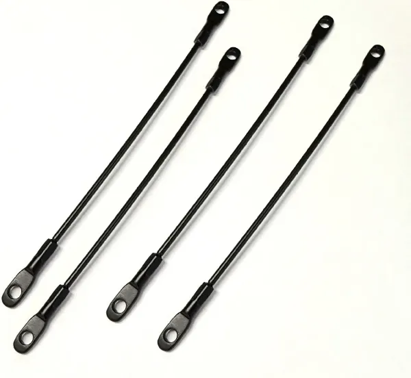 Picture of A12 Road Runner Super Bee Hood Black Pin Lanyard Cable set of 4 For Mopar 1969