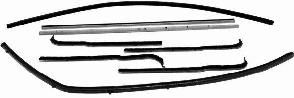 Picture of 1961-66 Ford F-100/F-250 Pickup Truck Superkit Authentic Window Felts Whiskers Kit, Division Bars & Upper Channels - Black Bead (8pcs)