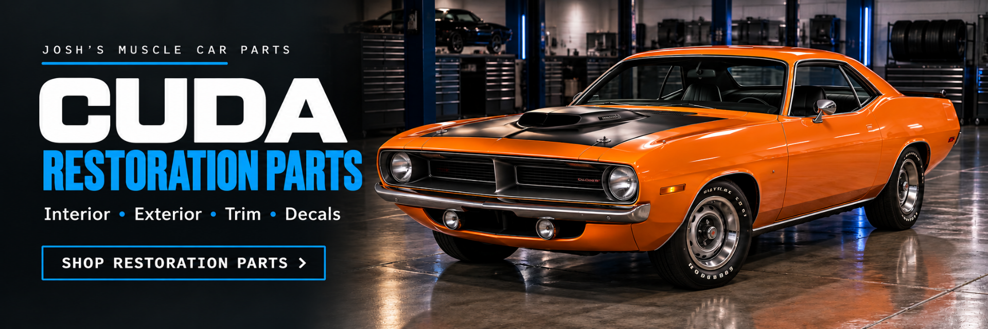 1970 Hemi Cuda restoration parts: interior, exterior, trim and decals