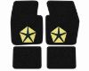 Illustration of 1970-1973 Plymouth Cuda Loop Floor Mats with Embroidered Logos - 4 Piece with #347 Chrysler Pentastar