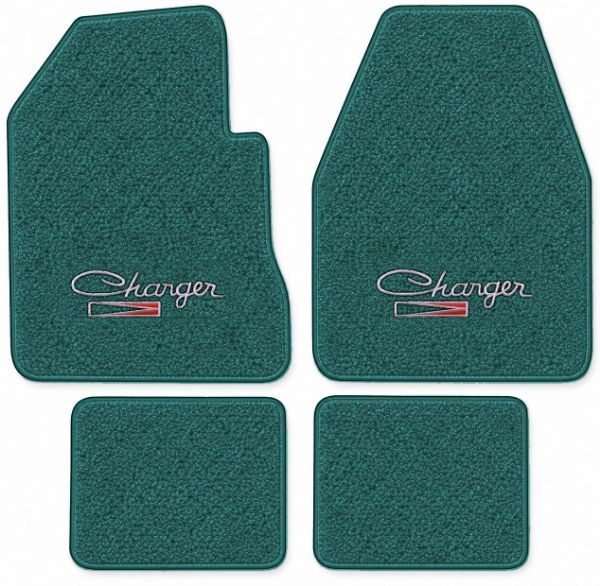 Picture of 1966-1970 Dodge Charger 4spd Floor Mats, Loop Carpet with Embroidered Logos - 4 Piece