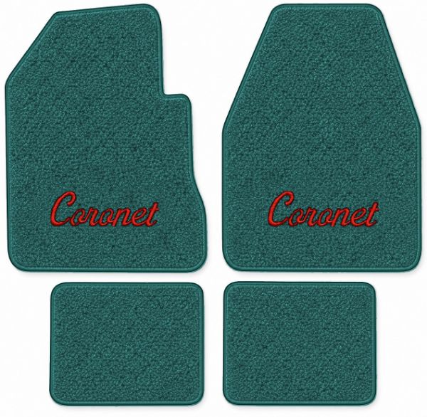 Picture of 1966-1970 Dodge Coronet 4spd Floor Mats, Loop Carpet with Embroidered Logos - 4 Piece