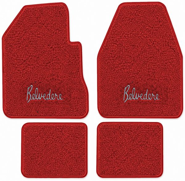 Picture of 1966-1970 Plymouth Belvedere 4spd Floor Mats, Loop Carpet with Embroidered Logos - 4 Piece