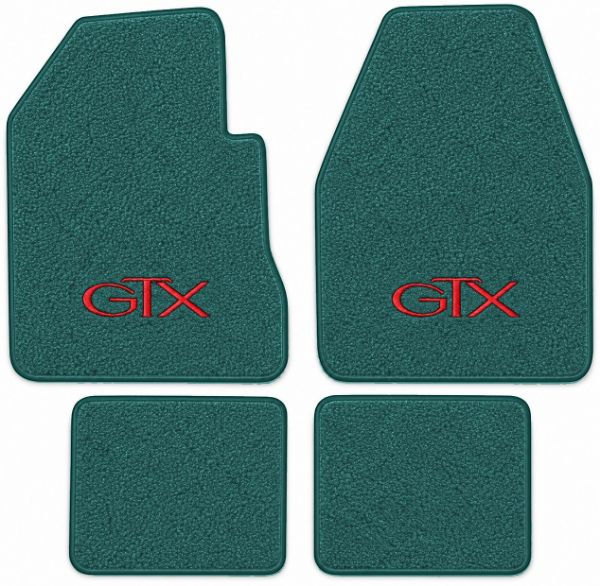 Picture of 1967-1970 Plymouth GTX 4spd Floor Mats, Loop Carpet with Embroidered Logos - 4 Piece