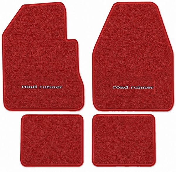 Picture of 1968-1973 Plymouth Road Runner 4spd Floor Mats, Loop Carpet with Embroidered Logos - 4 Piece