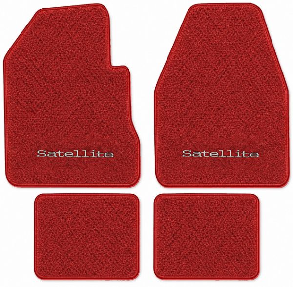 Picture of 1966-1970 Plymouth Satellite 4spd Floor Mats, Loop Carpet with Embroidered Logos - 4 Piece